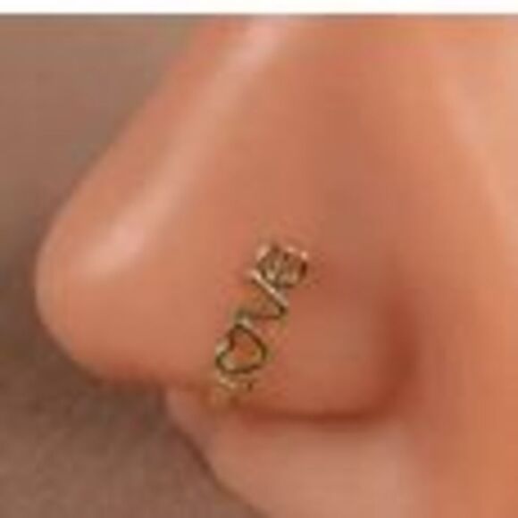 Gold LOVE Heart Nose Cuff/Ring - Picture 1 of 1